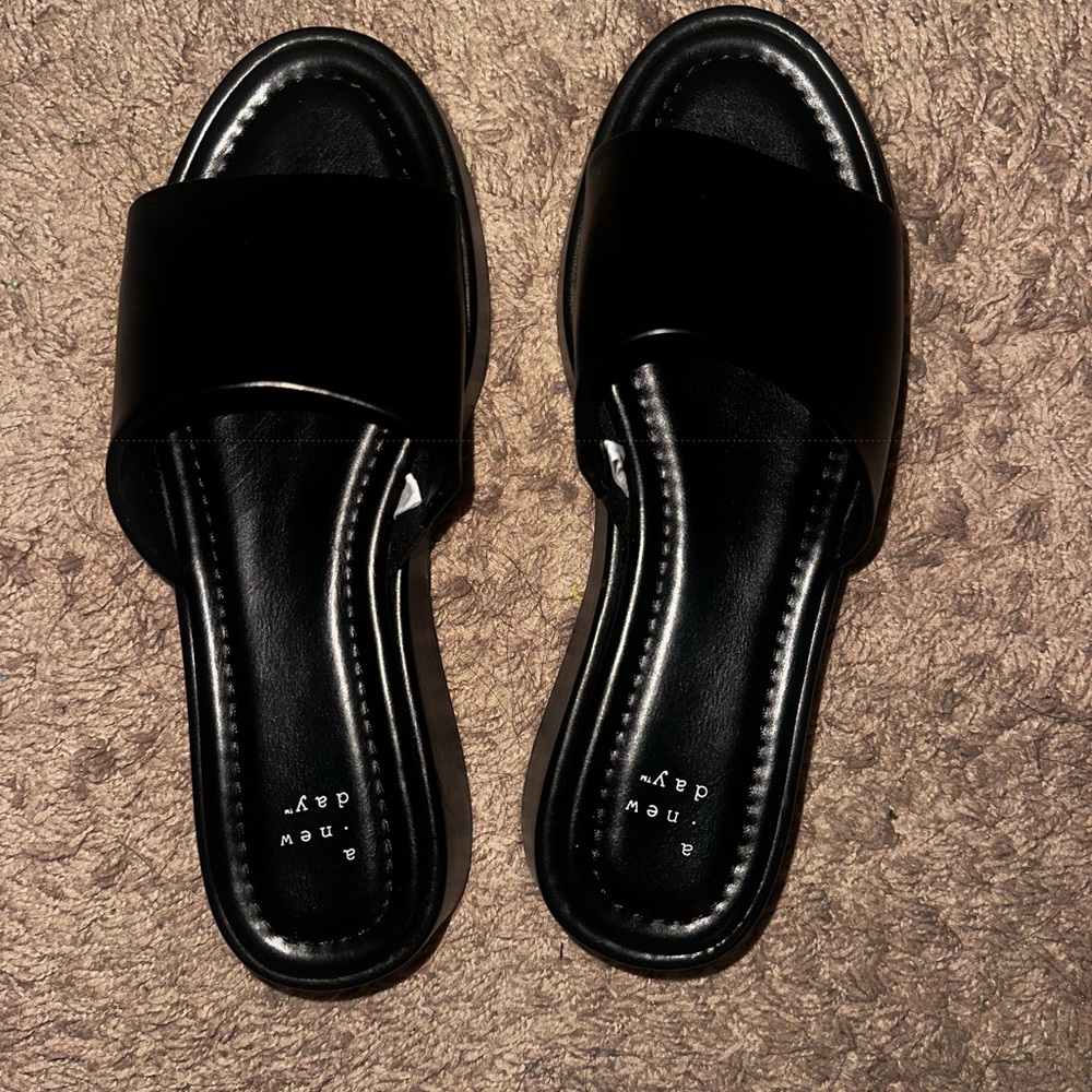 Black Backless Platform Sandals